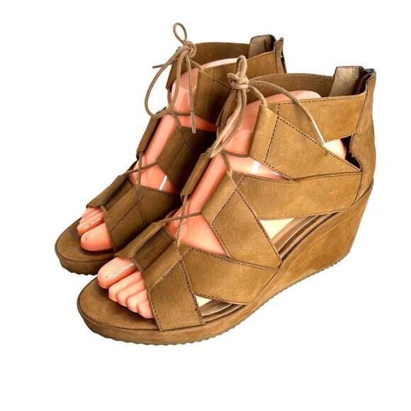 EILEEN FISHER Dibs 3 Inch Wedge Sandal in Tan Women's Size 9.5 - Picture 2 of 11